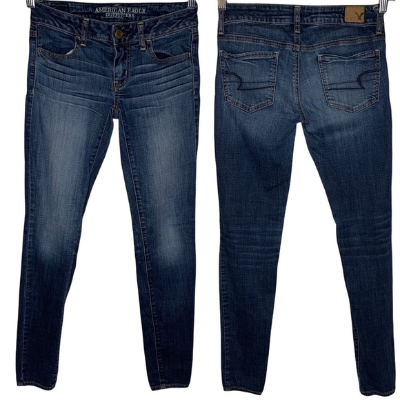 American Eagle Women’s Jeggings Super Stretch Dark Wash Jeans Size 2 Mid Rise - Picture 1 of 10